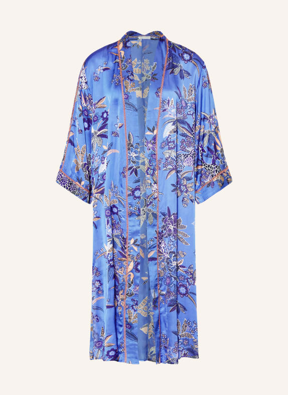 Poupette St Barth Women's kimono ERICA in satin BLUE/ WHITE/ PURPLE