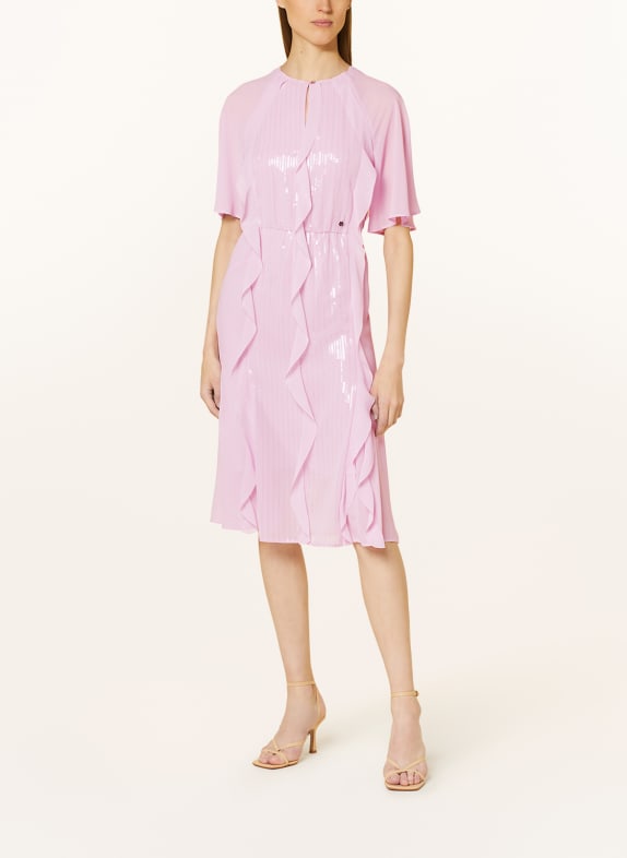 MARC CAIN Kleid mit Pailletten und Volants 709 pink lavender