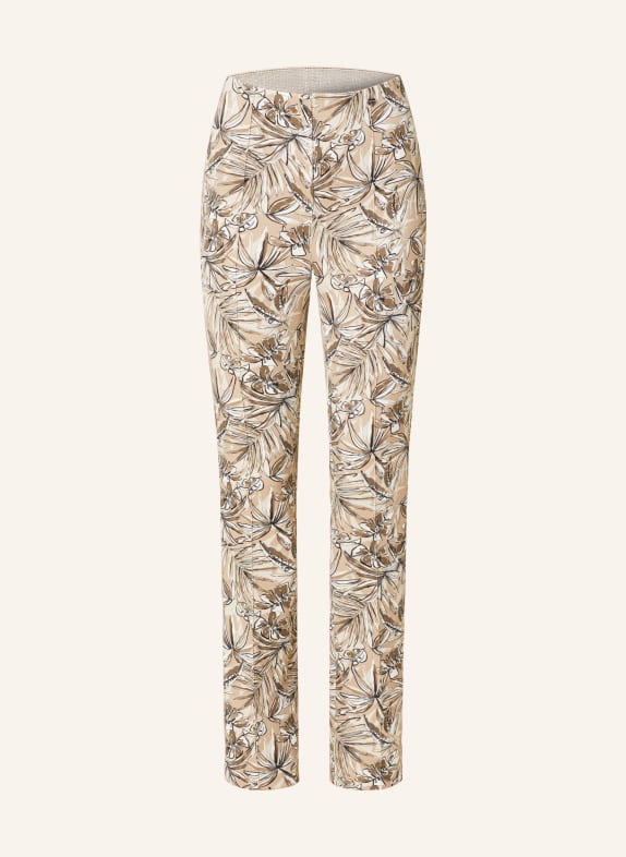 MARC CAIN Trousers FREDERICA LIGHT BROWN/ WHITE/ DARK BROWN