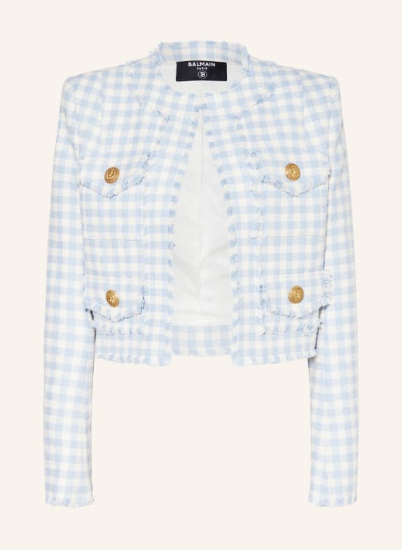 BALMAIN Tweed jacket WHITE/ LIGHT BLUE