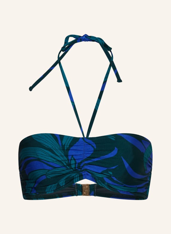JETS Australia Bandeau bikini top QUEEN OF THE NIGHT DARK GREEN/ BLUE