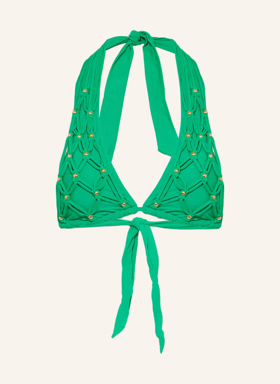 PQ Halter neck bikini top SEAWEED with decorative beads GREEN