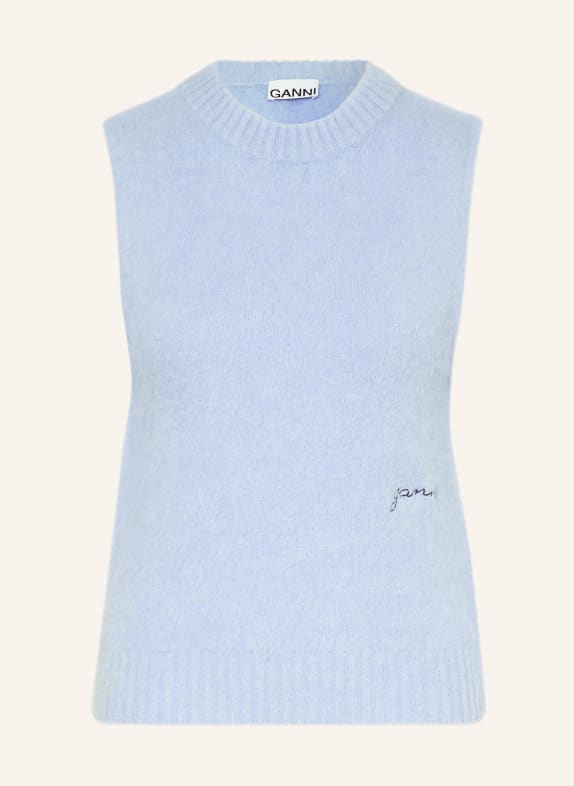 GANNI Sweater vest with alpaca BLUE