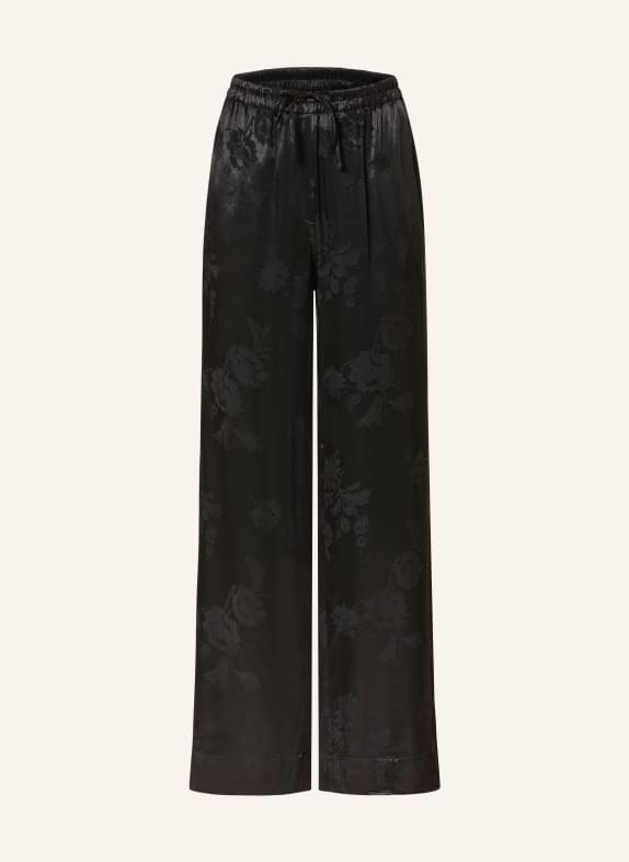 HOLZWEILER Wide leg trousers POM made of satin BLACK