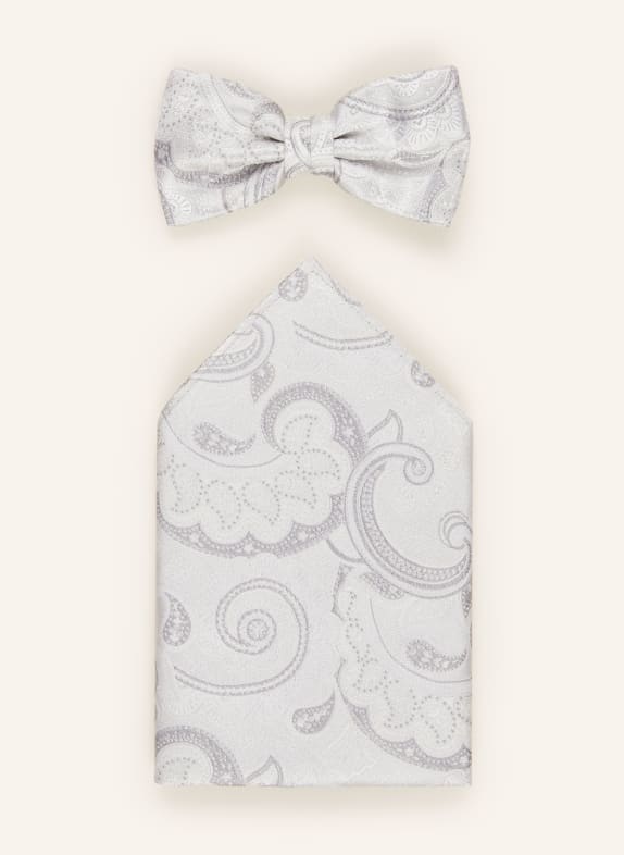 Prince BOWTIE Set: Bow tie and pocket square LIGHT GRAY