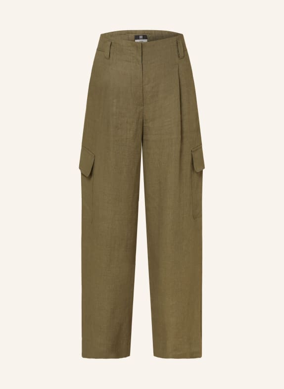RIANI Linen cargo trousers OLIVE