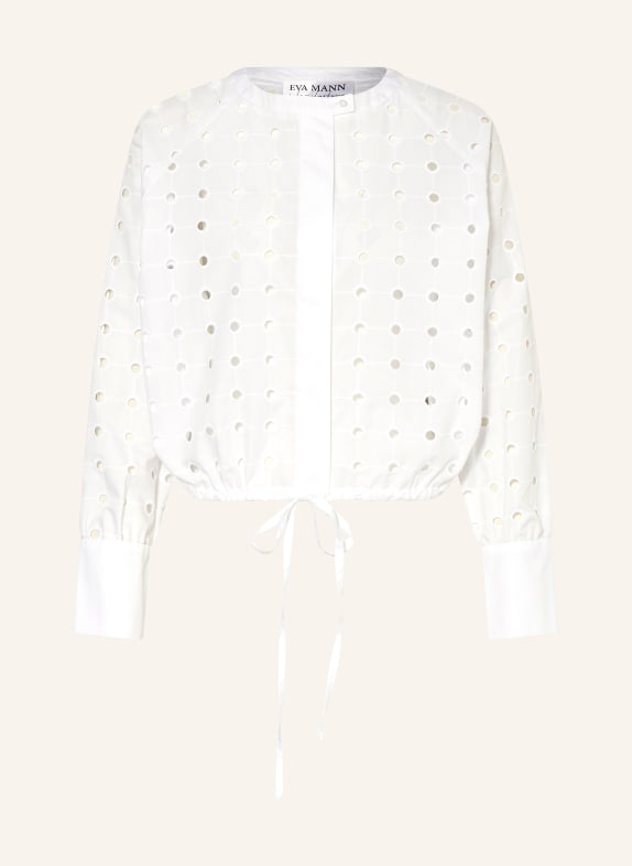 EVA MANN Blouse CLAIRE HOLES made of broderie anglaise WHITE