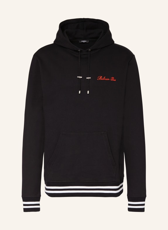 BALMAIN Oversized hoodie BLACK/ WHITE/ RED
