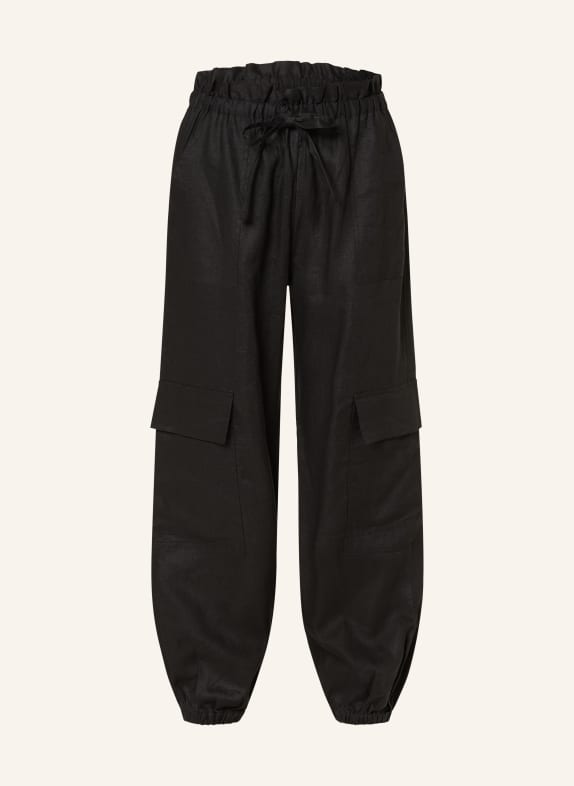 MRS & HUGS Cargo pants made of linen BLACK