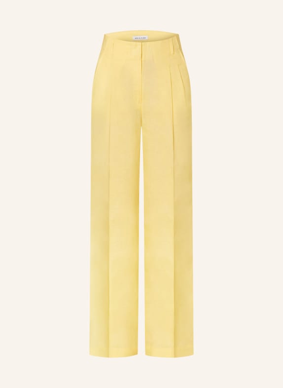 MRS & HUGS Wide leg trousers with linen YELLOW