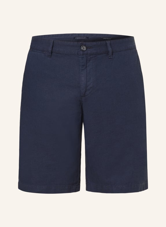 STROKESMAN'S Shorts slim fit with linen 0800 NAVY