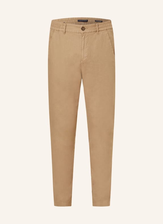 STROKESMAN'S Trousers comfort fit with linen BEIGE