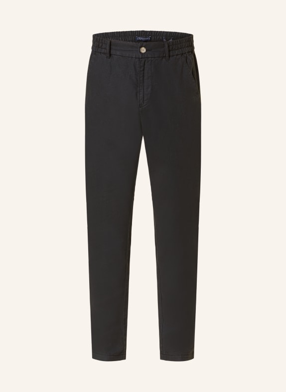 STROKESMAN'S Trousers comfort fit with linen BLACK