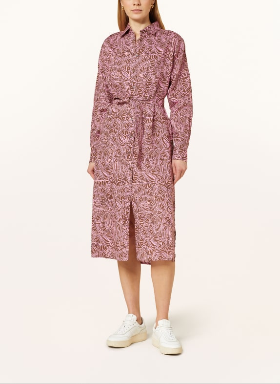 FYNCH-HATTON Hemdblusenkleid aus Leinen ROSA/ BRAUN