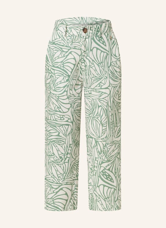 FYNCH-HATTON 3/4 trousers in linen WHITE/ GREEN