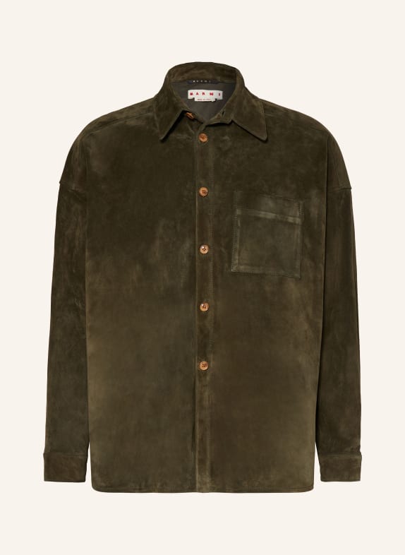 MARNI Leather overshirt OLIVE