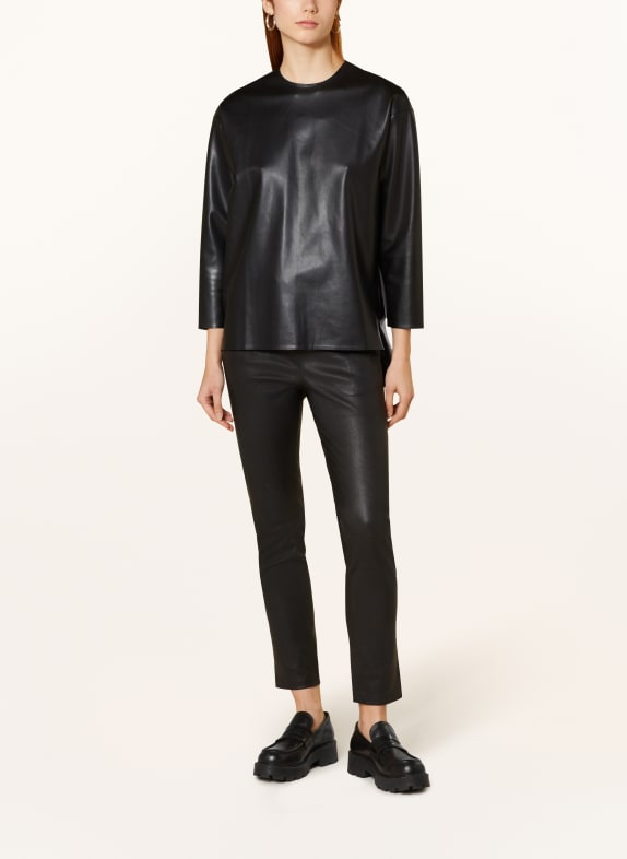 Wolford Shirt in leerlook met 3/4-mouwen ZWART