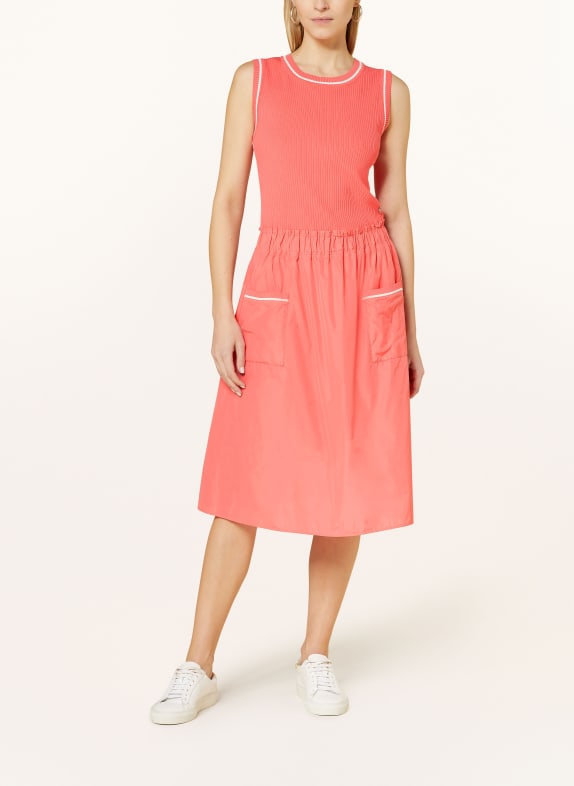 MARC CAIN Dress in mixed materials 238 light neon red