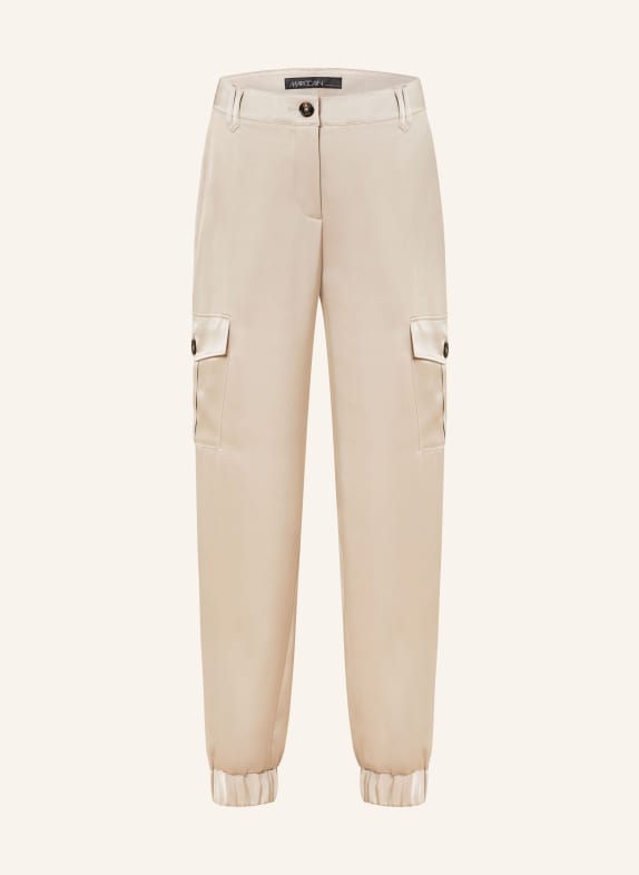 MARC CAIN Cargo pants made of satin BEIGE