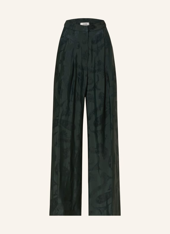 COS Wide leg trousers with silk DARK GREEN