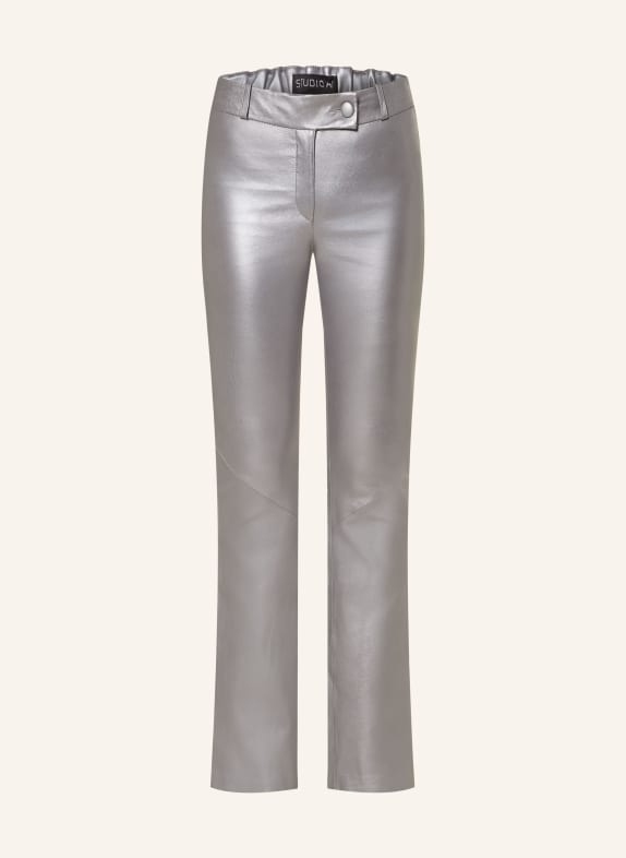 STUDIO AR Bootcut trousers JAELA made of leather GRAY