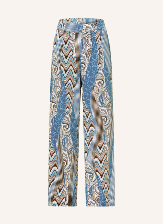 HERZEN'S ANGELEGENHEIT Wide leg trousers made of velvet LIGHT BLUE/ BROWN/ WHITE