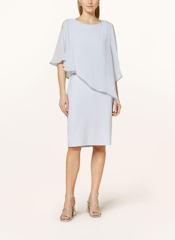 Joseph Ribkoff SIGNATURE Cocktail dress in mixed materials with decorative gems LIGHT BLUE