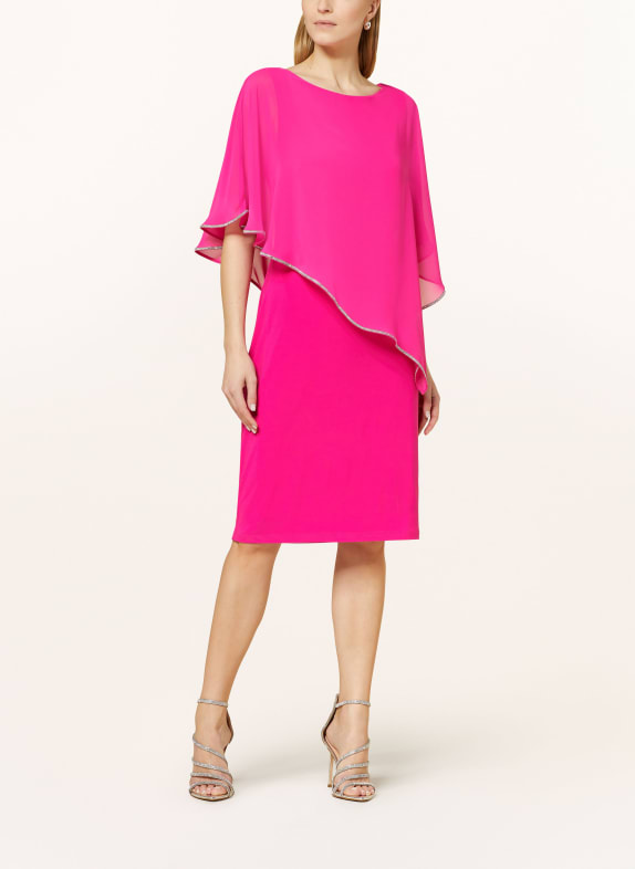 Joseph Ribkoff SIGNATURE Cocktail dress in mixed materials with decorative gems PINK