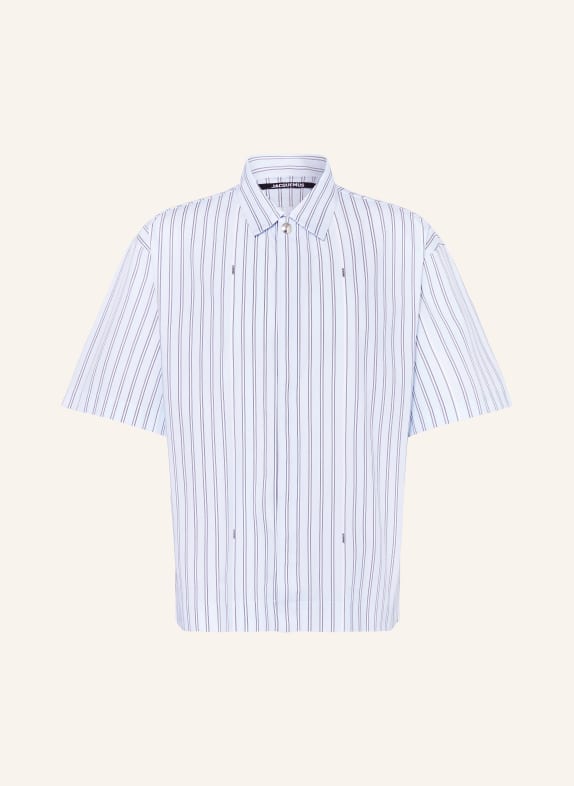 JACQUEMUS Short sleeve shirt LA CHEMISE MANCHE COURTE comfort fit LIGHT BLUE/ WHITE/ BLACK
