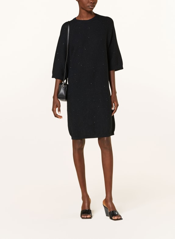FABIANA FILIPPI Knit dress with linen and sequins BLACK