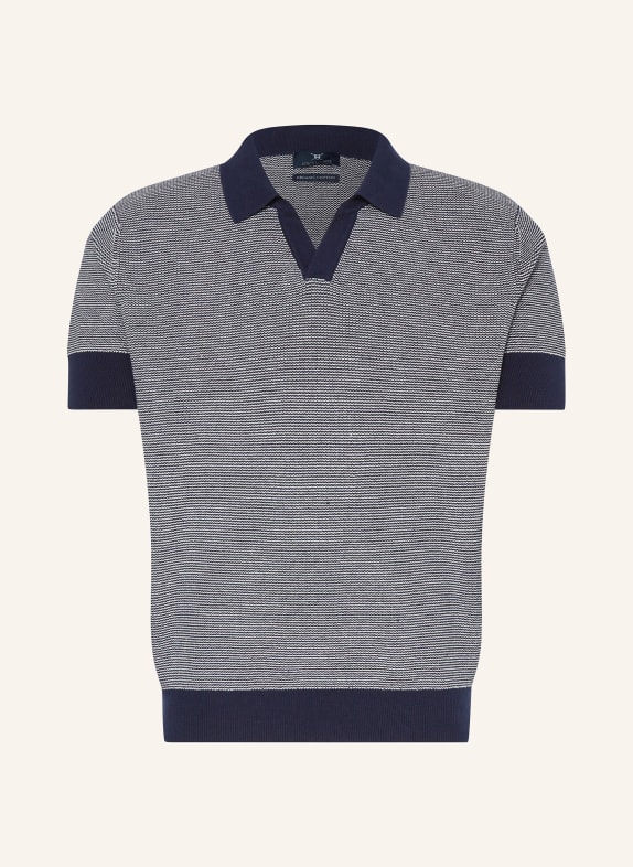 STROKESMAN'S Knitted polo shirt DARK BLUE/ WHITE