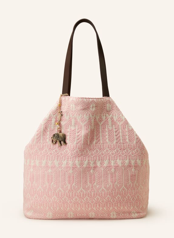 ANOKHI Reversible shopper with pouch PINK/ ECRU