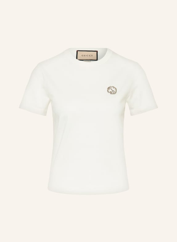 GUCCI T-Shirt mit Schmucksteinen HELLGELB