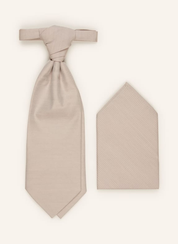 WILVORST Set: Krawatte und Einstecktuch BEIGE