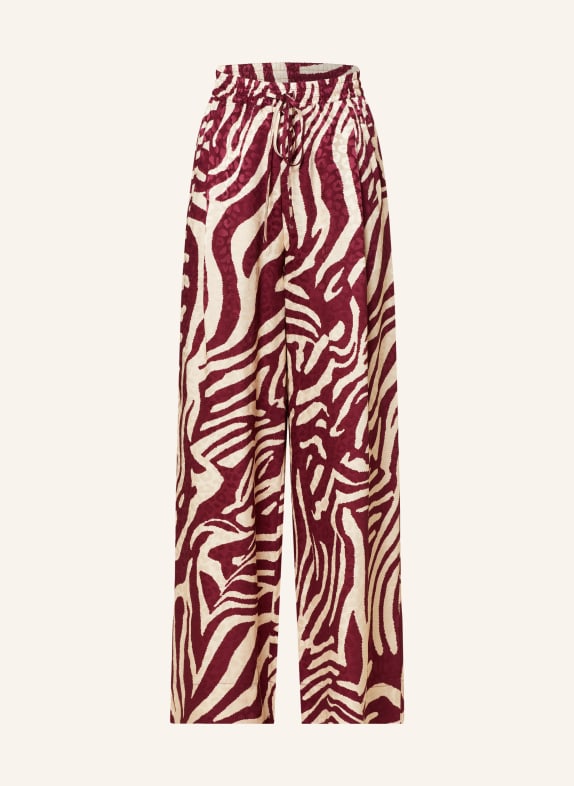 ESSENTIEL ANTWERP Wide leg trousers FIBONACCI DARK RED/ CREAM