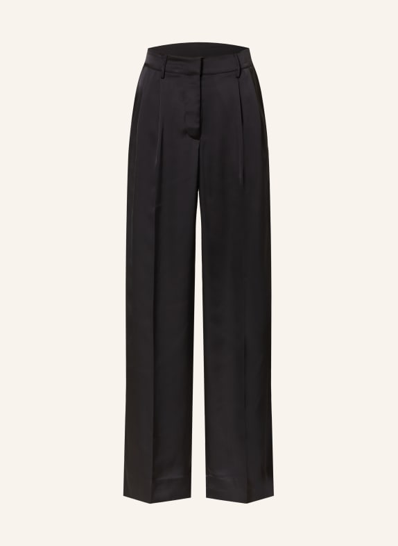 REMAIN Wide leg trousers in satin BLACK