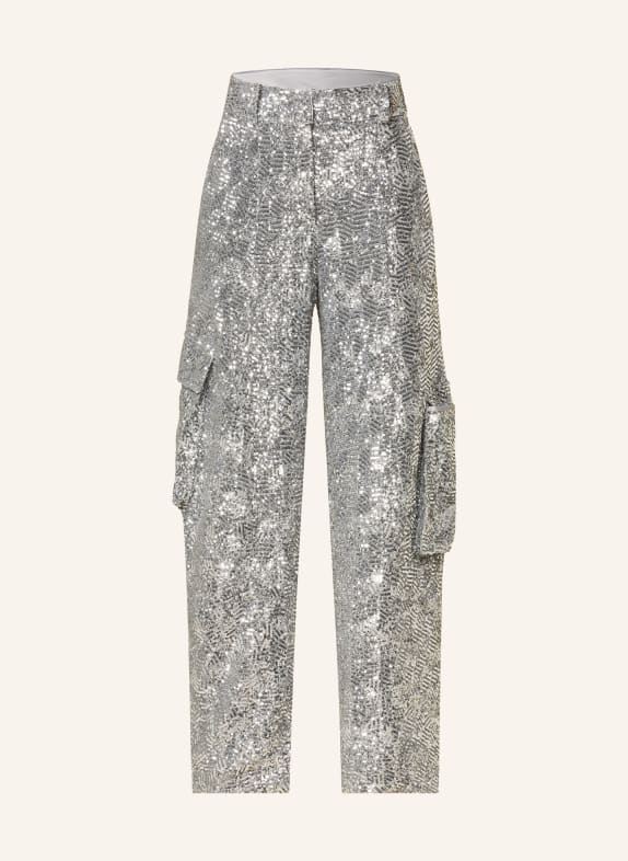 ROTATE Cargo pants with sequins SILVER