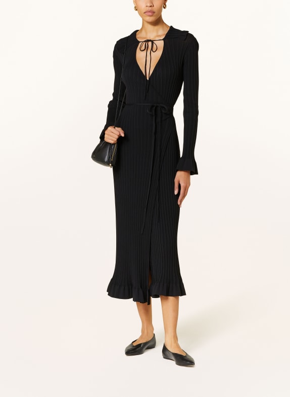 BY MALENE BIRGER Knit dress GIANINA with frills BLACK