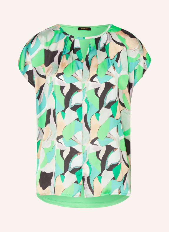 MORE & MORE Shirt blouse in mixed materials LIGHT GREEN/ LIGHT BROWN/ BLACK