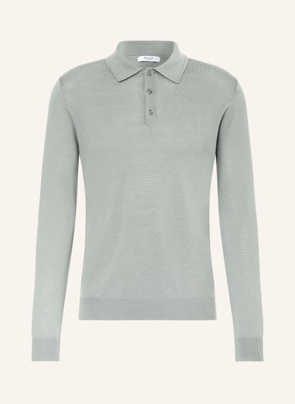 REISS Knitted polo shirt TRAFFORD made of merino wool OLIVE