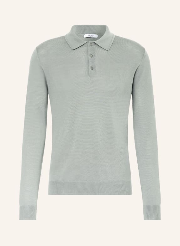 REISS Strick-Poloshirt TRAFFORD aus Merinowolle OLIV