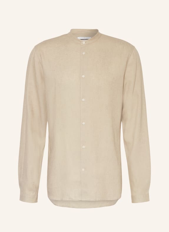 ARMEDANGELS Shirt VAALERONIMUS comfort fit with linen and stand-up collar LIGHT BROWN