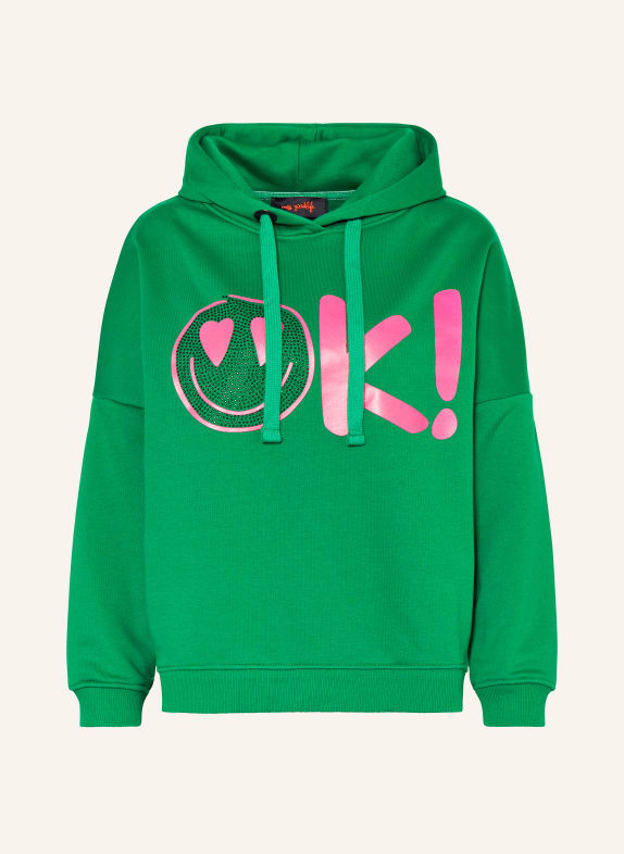 miss goodlife Hoodie with decorative gems GREEN/ PINK