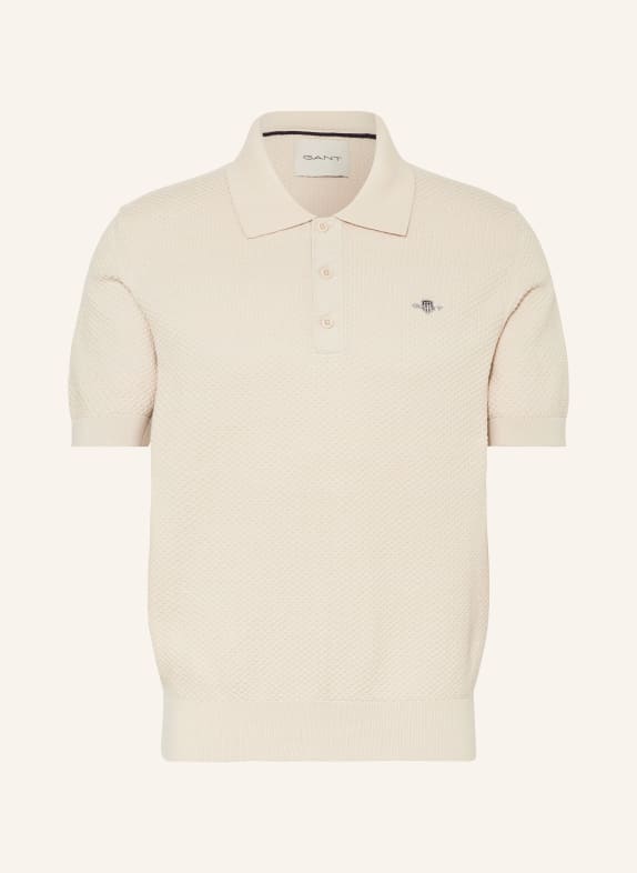 GANT Knitted polo shirt BEIGE