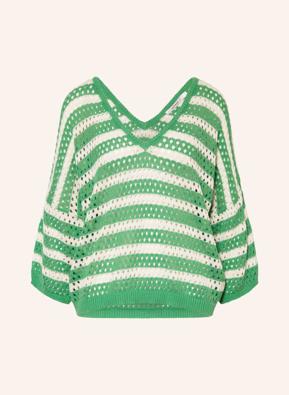 summum woman Sweater with 3/4 sleeves LIGHT GREEN/ WHITE