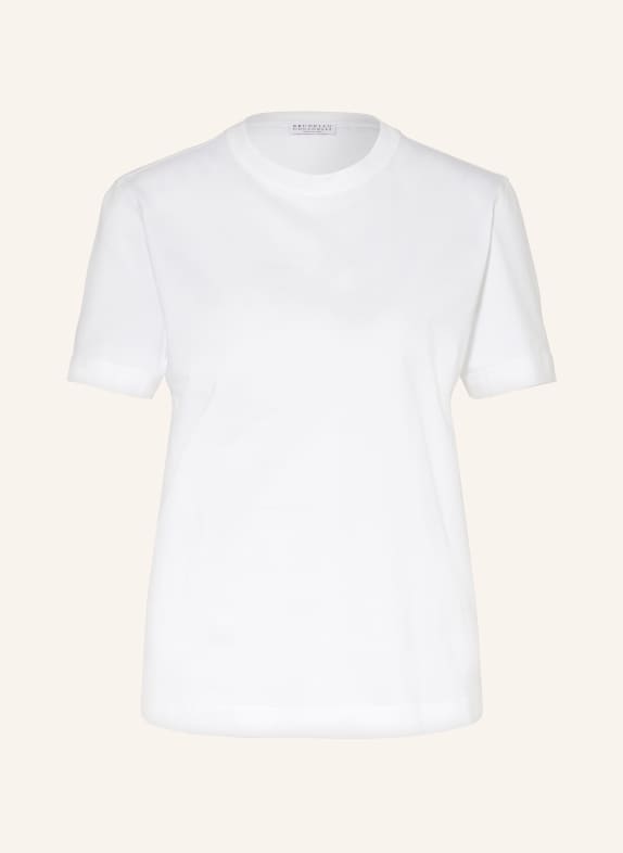 BRUNELLO CUCINELLI T-shirt z obszyciem ozdobnymi kamykami BIAŁY