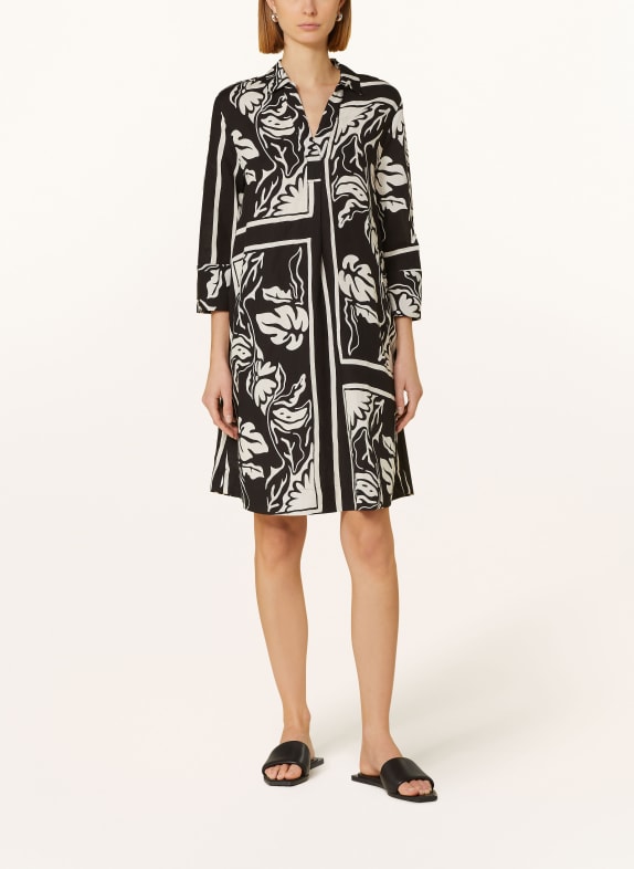 s.Oliver BLACK LABEL Dress with linen and 3/4 sleeves BLACK/ CREAM