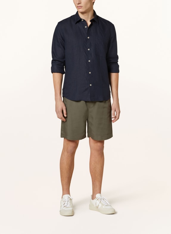 Marc O'Polo Linnen hemd Regular Fit DONKERBLAUW