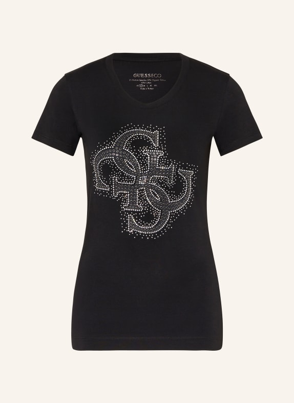 GUESS T-shirt with decorative gems BLACK