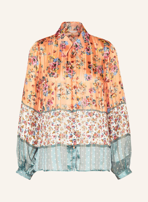 GUESS Shirt blouse DANIELLE with glitter thread ORANGE/ OLIVE/ ECRU